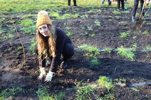 Nichola at the mini-forest planting event