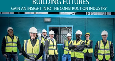 Building futures poster with construction workers