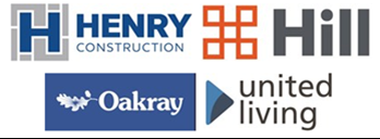 Three Peaks Challenge main sponsor logos - Henry, Hill, Oakray, United Living