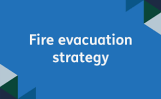 Graphic with text fire evacuation strategy